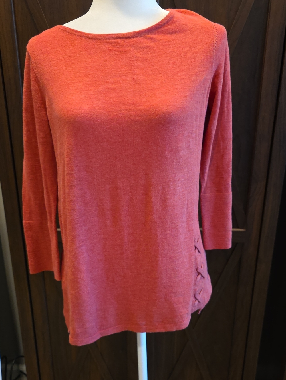 J. Jill Pink Lace-Up Side Long-Sleeve Sweater